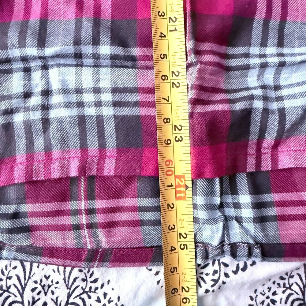 Red Plaid Pajama Top PJ Salvage Button Front Long Sleeve - Picture 5 of 6